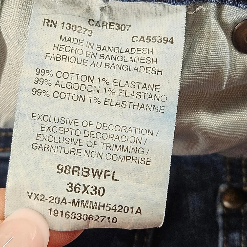 Wrangler Relaxed Boot Cut Jeans Mens 36x30 Dark Wash Blue Stretch‎ Western Chore